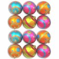 Queens Of Christmas Mardi Gras Ball Ornaments with Line & Dot Design, 12PK ORN-12PK-MDGR